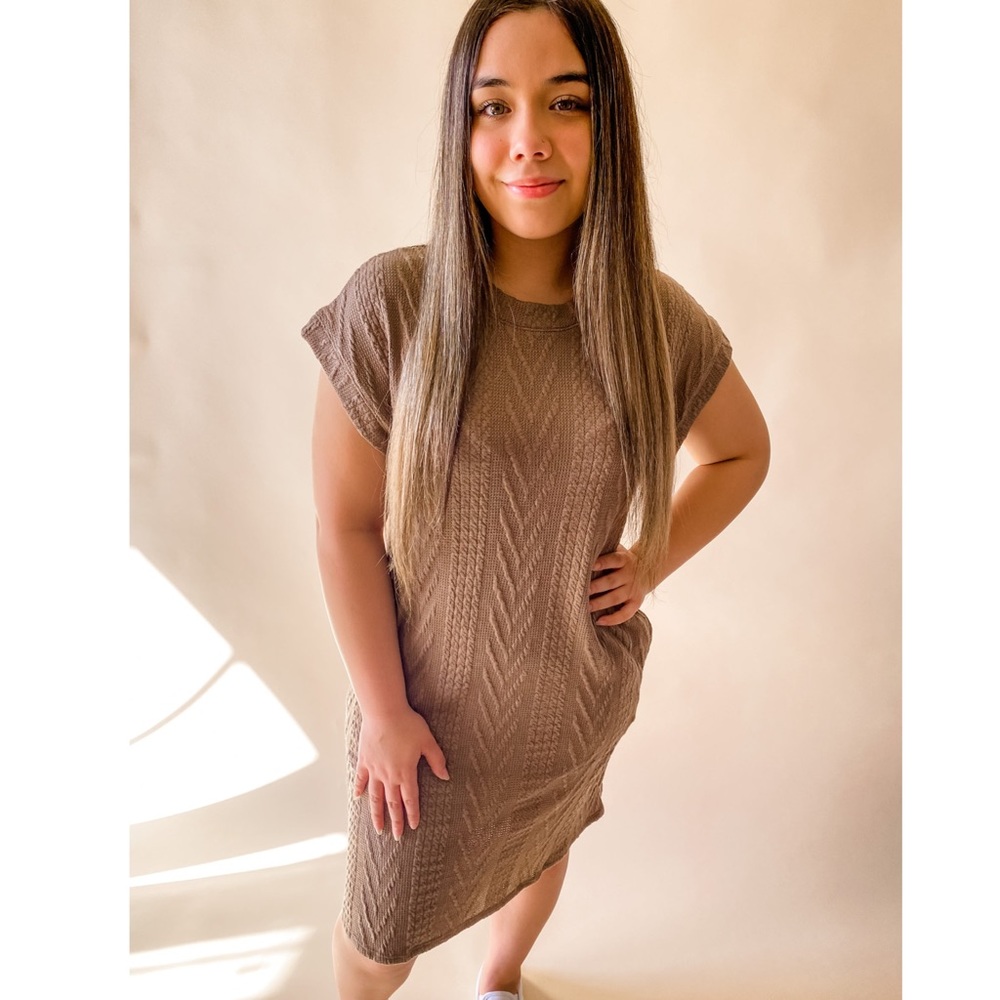 Mocha Taupe color dress with pockets